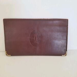 Cartier Vintage Bifold Leather Bordeaux Red Wallet Large Credit Card Burgundy